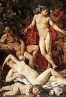 Bacchus Paintings - Midas and Bacchus [detail 1] by Nicolas Poussin